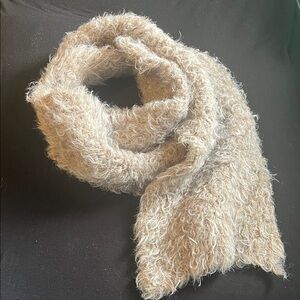 Elegant Cream Fuzzy Scarf